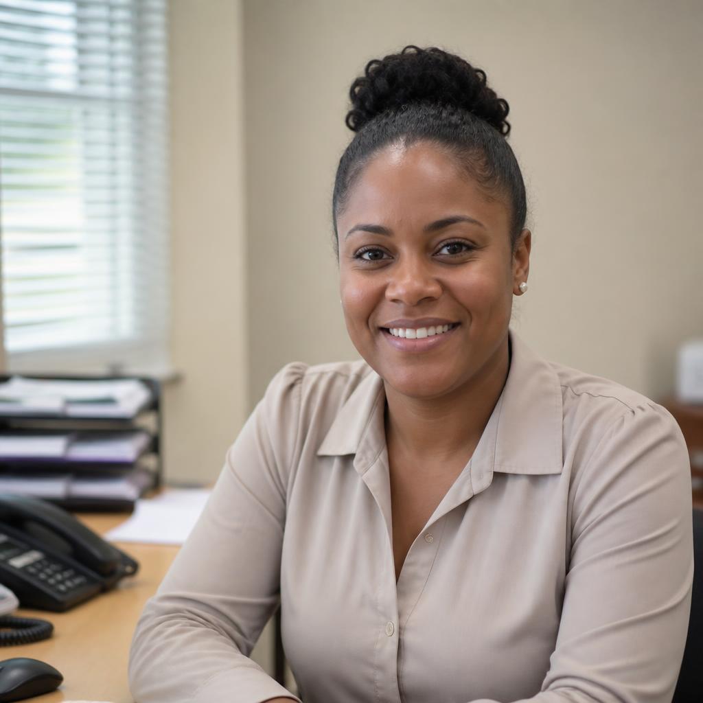 B&E Caterers and Restaurant office administrator at her desk in Willowdene, St. Catherine